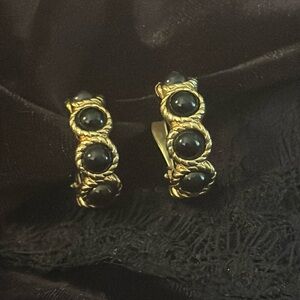 Black And Gold Vintage Clip on Fashion Earrings